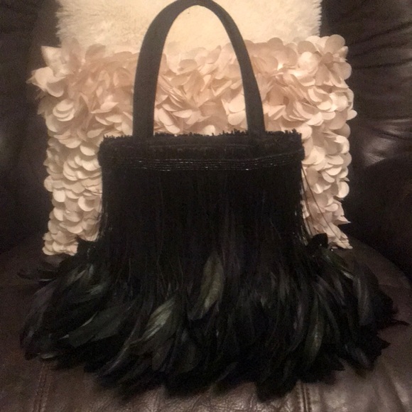 Moo Roo Other - Black peacock feather Moo Roo purse 👜